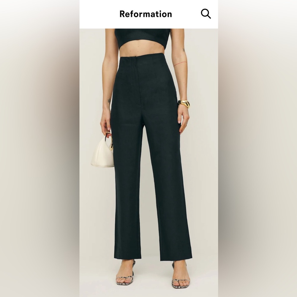 NWT Colton Linen Pant in black.